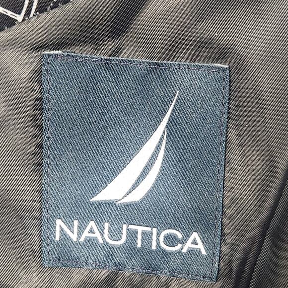 Nautica Barge Overcoat Men 38R Charcoal Gray Wool Cashmere Blend Italian Fabric - Picture 4 of 16